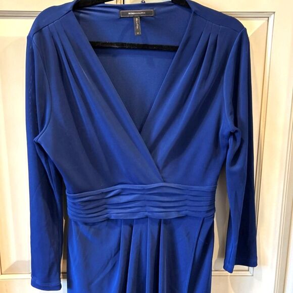 BCBG Max Azaria Blue V-Neck Dress - Size Medium - Picture 4 of 6